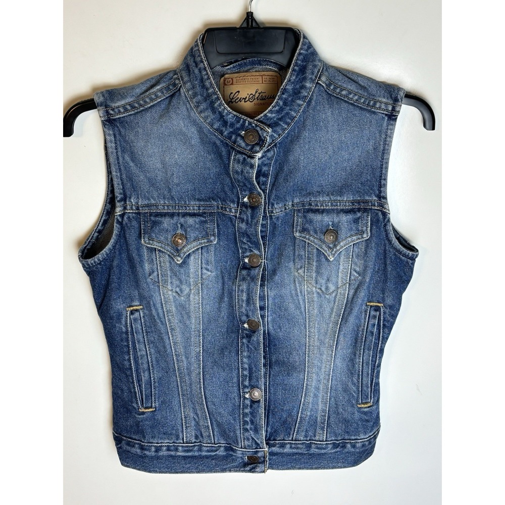 Levi Strauss Signature Vest Misses S (4/6) Western Biker Y2K Grunge